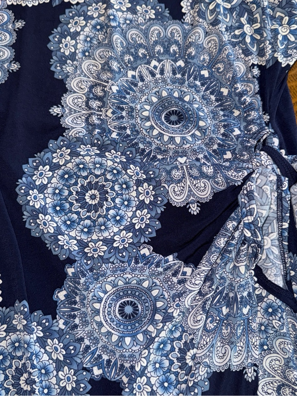 Robbie Bee Light Blue and Navy Floral Accent Dress - Picture 14 of 16